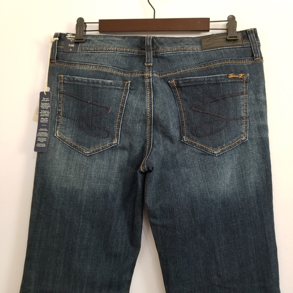 NWT Seven7 Dark Wash Lowrise Flare Jeans Size 31 - Picture 4 of 7